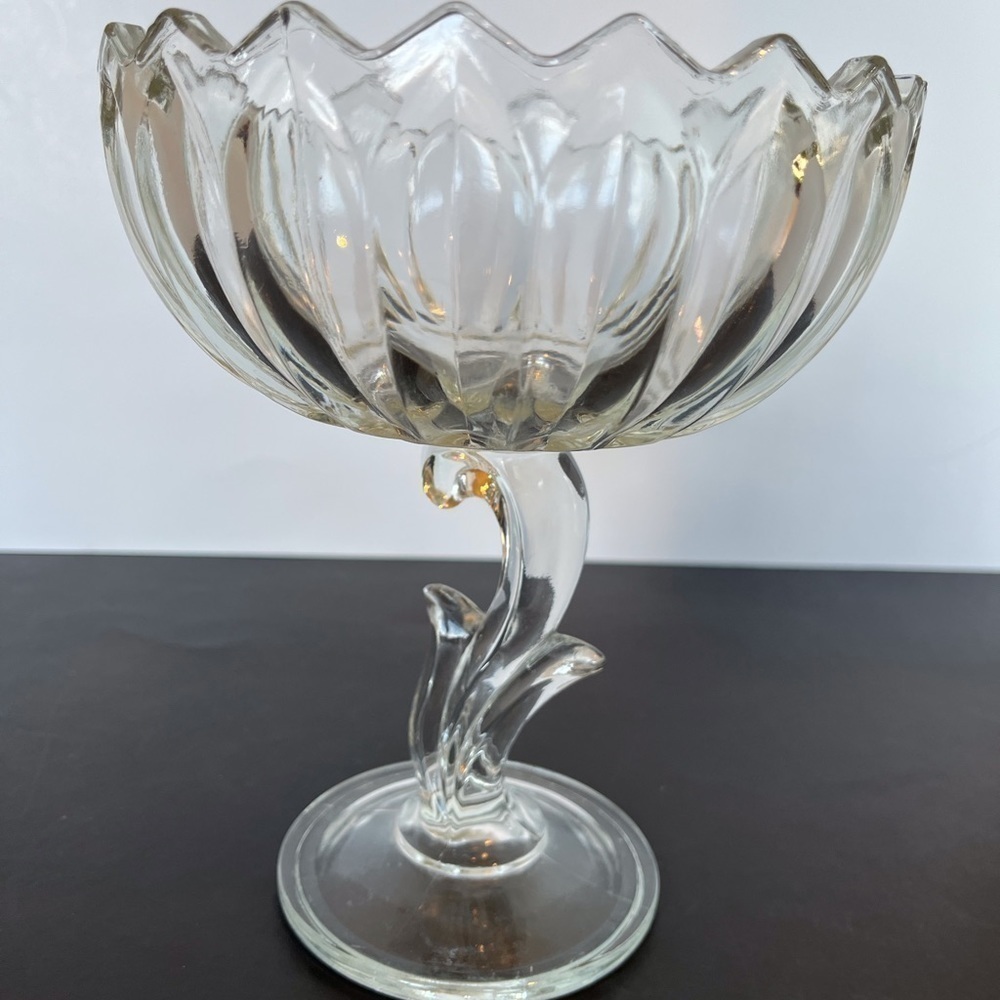 Vintage Lotus Flower Pedestal Compote Bowl - Picture 8 of 8